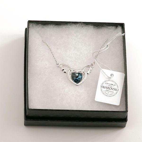 Deep Blue Heart With Wings Necklace - Image 3