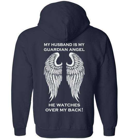 My Husband is my Guardian Angel FULL ZIP Hoodie - Image 4